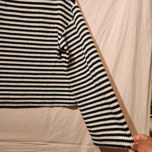 H&M Women's Sz L 'Boxy' Stripes Oversized Textured Top Lightweight Sweater - Picture 4 of 9